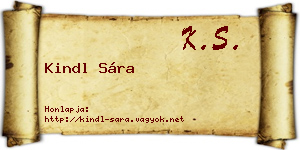 Kindl Sára névjegykártya
